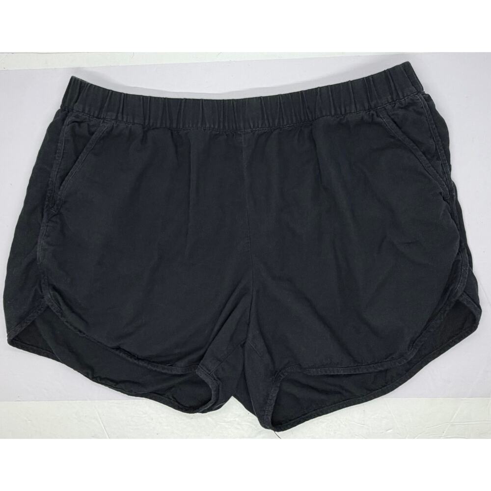 Madewell Women’s Black Cotton Viscose Shorts Pockets Elastic Waist Size Large